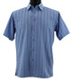 VerticalVirtue Collection Slate Blue Striped Microfiber Short Sleeve Shirt – Full Cut