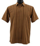 VerticalVirtue Collection Brown Striped Microfiber Short Sleeve Shirt – Full Cut