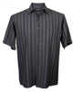 VerticalVirtue Collection Charcoal Striped Microfiber Short Sleeve Shirt – Full Cut