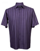 VerticalVirtue Collection Purple Striped Microfiber Short Sleeve Shirt – Full Cut