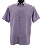 Men’s Lavender Geometric Microfiber Short Sleeve Shirt - Full Cut