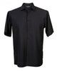 GeoSoft Collection Black Geometric Microfiber Short Sleeve Shirt – Full Cut
