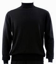 Black Cotton Tencel Mock Neck Sweater