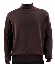 Brown Cotton Tencel Mock Neck Sweater
