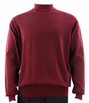 Burgundy Cotton Tencel Mock Neck Sweater