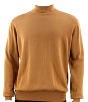 Gold Cotton Tencel Mock Neck Sweater