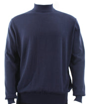 Navy Cotton Tencel Mock Neck Sweater