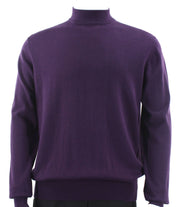 Purple Cotton Tencel Mock Neck Sweater