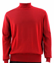 Red Cotton Tencel Mock Neck Sweater