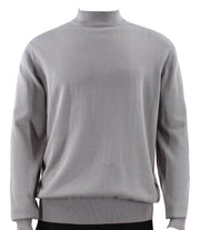 Silver Cotton Tencel Mock Neck Sweater