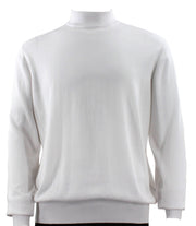 White Cotton Tencel Mock Neck Sweater