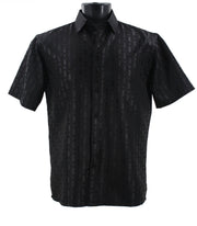 Men’s Black Tone-on-Tone Geometric Short Sleeve Shirt - Full Cut