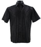 Men’s Black Tone-on-Tone Geometric Short Sleeve Shirt - Full Cut