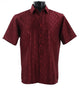 Men’s Burgundy Tone-on-Tone Geometric Short Sleeve Shirt - Full Cut