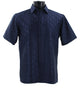 Men’s Navy Tone-on-Tone Geometric Short Sleeve Shirt - Full Cut