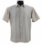 Men’s Light Beige Tone-on-Tone Geometric Short Sleeve Shirt - Full Cut
