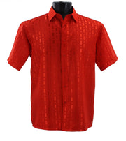 Men’s Red Tone-on-Tone Geometric Short Sleeve Shirt - Full Cut