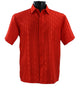 Men’s Red Tone-on-Tone Geometric Short Sleeve Shirt - Full Cut