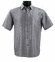 Men’s Grey Tone-on-Tone Geometric Short Sleeve Shirt - Full Cut