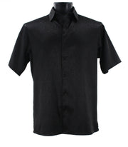 Men’s Black Tone-on-Tone Geometric Short Sleeve Shirt - Full Cut