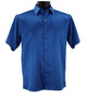 Sleek Hue Collection Tone on Tone Blue Geometric Short Sleeve Shirt - Full Cut