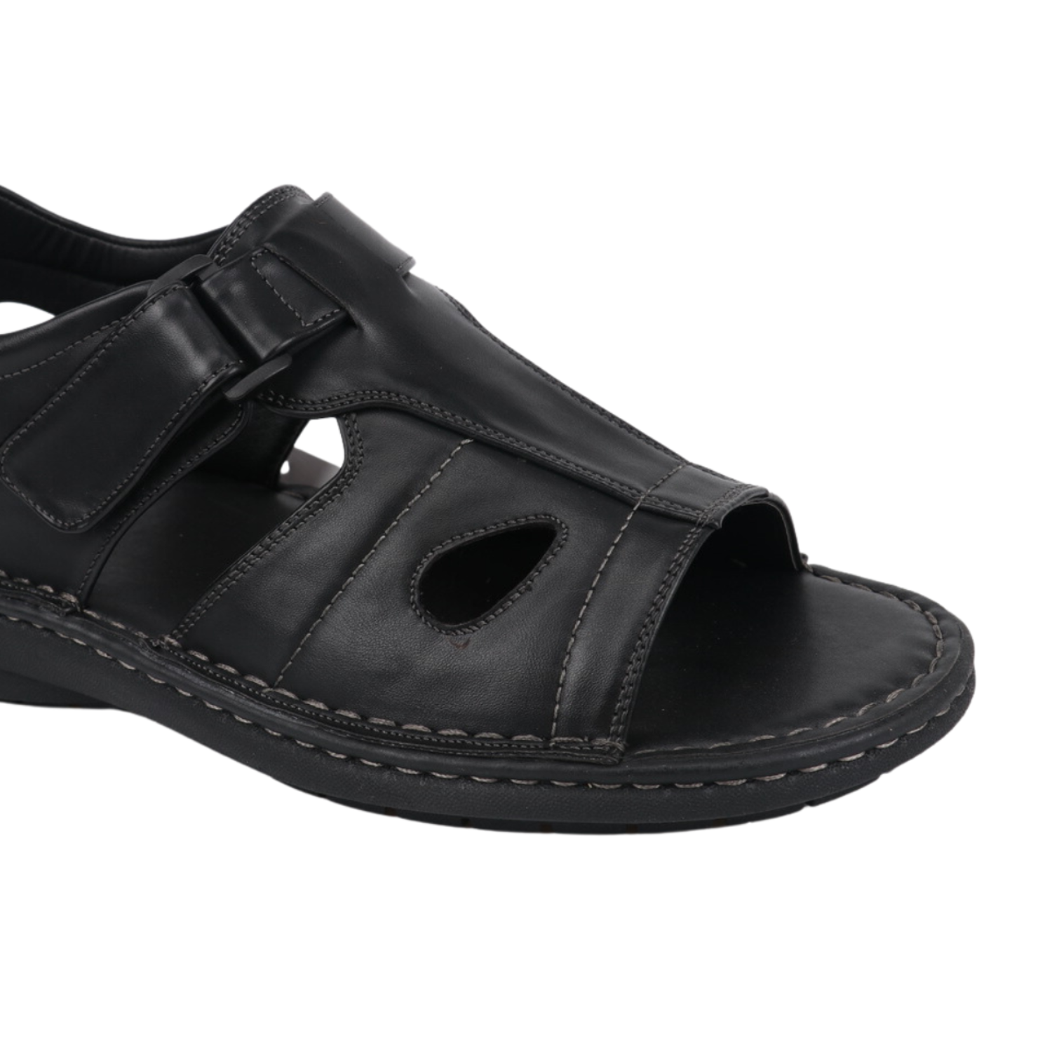 black open toe fisherman sandal side view