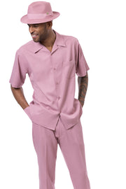 Rose Solid Short Sleeve Walking Suit Set - Classic Fit