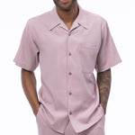 Classic Collection: Mauve Walking Suit 2 Piece Solid Color Short Sleeve Set 696