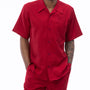 Classic Collection: Red Walking Suit 2 Piece Solid Color Short Sleeve Set 696