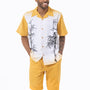 Montique Gold Tropical Print Walking Suit 2 Piece SHORTS SET 72207