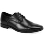 Decadawn Collection: Men's Black Smooth Lace Up Cap Toe Shoes - Medium and Wide