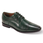 Decadawn Collection: Men's Forest Green Lace Up Cap Toe Shoes - Medium and Wide