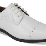Decadawn Collection: Men's White Lace Up Cap Toe Shoes - Medium and Wide
