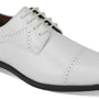 Men's White Lace Up Cap Toe Shoes - Medium and Wide