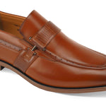 Aquila Collection: Classic Cognac Moc Toe Slip-On Dress Shoes - Medium and Wide