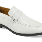 Aquila Collection: Classic White Moc Toe Slip-On Dress Shoes - Medium and Wide