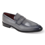 Grey Genuine Leather Moc Toe Penny Loafer Slip-On Dress Shoes