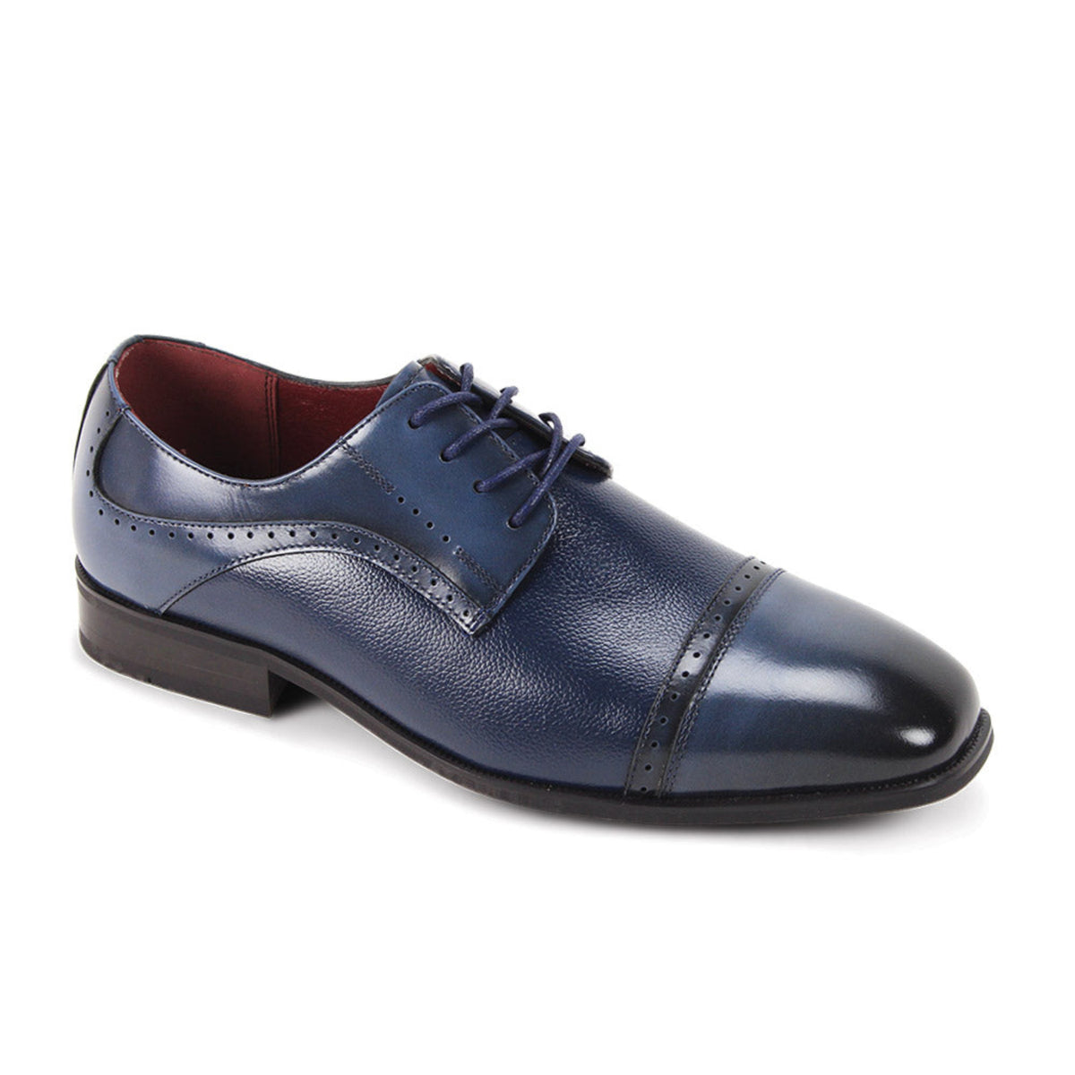 Navy Cap Toe Leather Dress Shoes – Suits & More