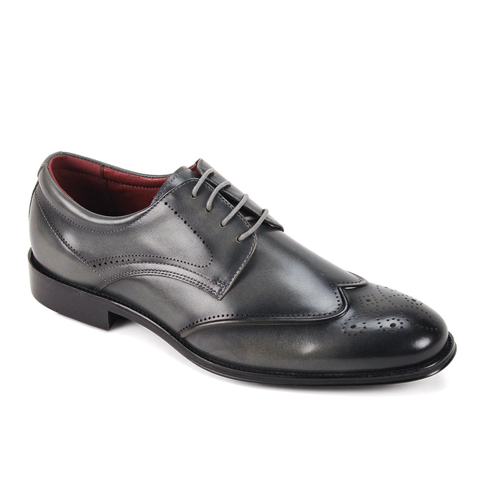 grey wingtip leather dress shoes for men