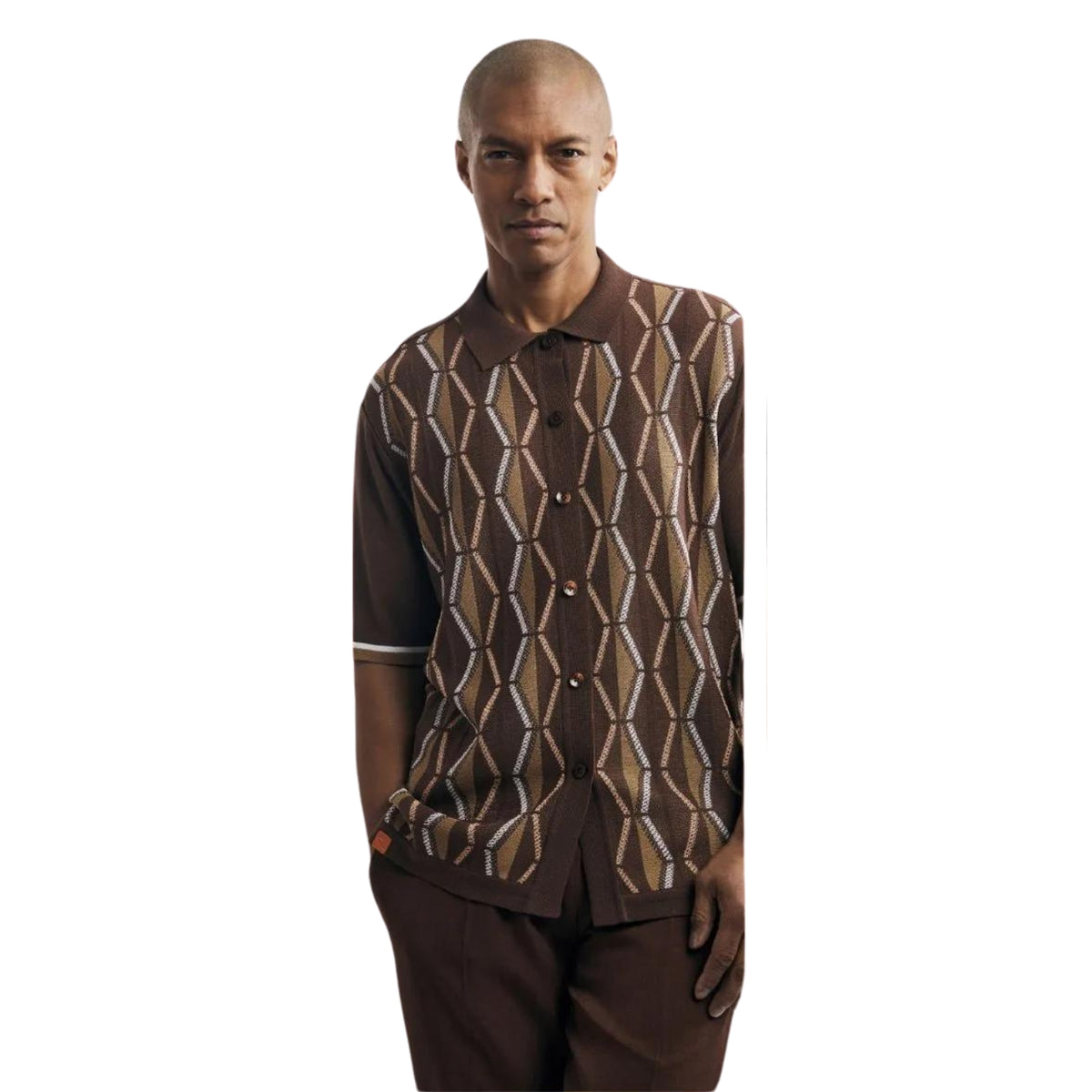 Argyle Knit Button-Up Poncho (TOP ONLY)