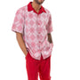 Notch Collection: Montique Red Argyle Pattern Walking Suit 2 Piece SHORTS SET