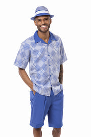 Royal Argyle Pattern 2-Piece Walking Suit Shorts Set
