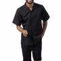 Tone On Tone Black Walking Suit 2 Piece Horizontal Stripe SHORTS SET 72222