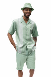 Floral Stripe Apple Walking Suit 2 Piece SHORTS SET 72227