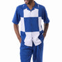 Montique Cobalt Color Block Walking Suit 2 Piece SHORTS SET 72314