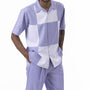 Montique Lavender Color Block Walking Suit 2 Piece SHORTS SET 72314