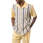 Fablessy Collection: Montique's Weave Design Shorts Set Walking Suit For Men In Canary - 72401