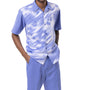 Vibique Collection: Montique's Men's Print Design Shorts Set Walking Suit In Blue