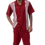 Vintage Charm Collection: Montique's Checker Plaid Color Block Shorts Set Walking Suit In Burgundy WIne -72421