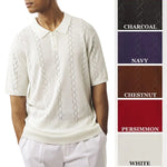Atria Collection: Stacy Adams Fancy Woven See-Thru Knit Polo – 5 Colors Available